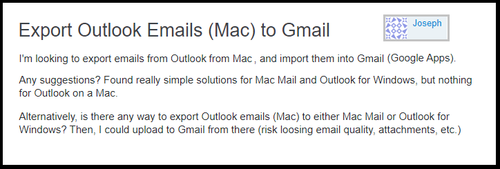 User Query import OLM to Gmail