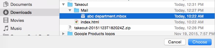 how to open google takeout files in apple mail