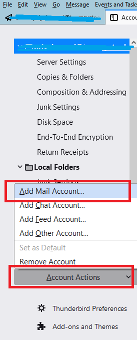 choose add mail account to configure aol