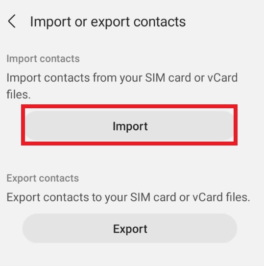 click on import 