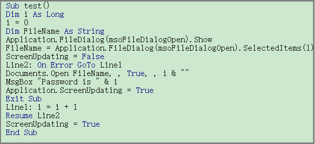 unprotect excel vba without password