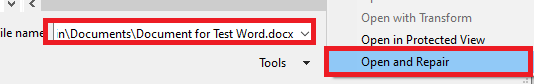 microsoft word found unreadable content in document