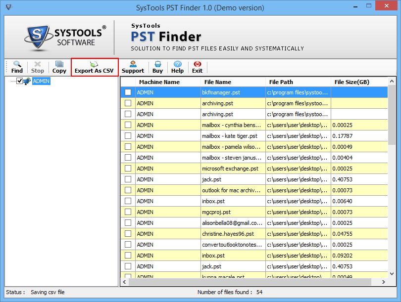 Hit on the Export as CSV option.