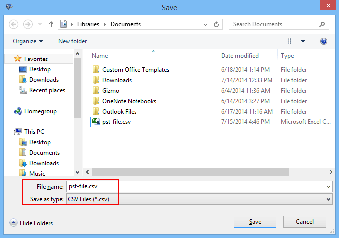  select desired location to save the Outlook data file.