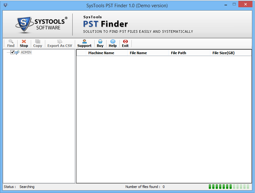 Searching Process to find the PST file.